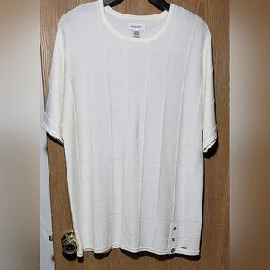 CALVIN KLEIN Short-Sleeved Gold buttoned Sweater Large